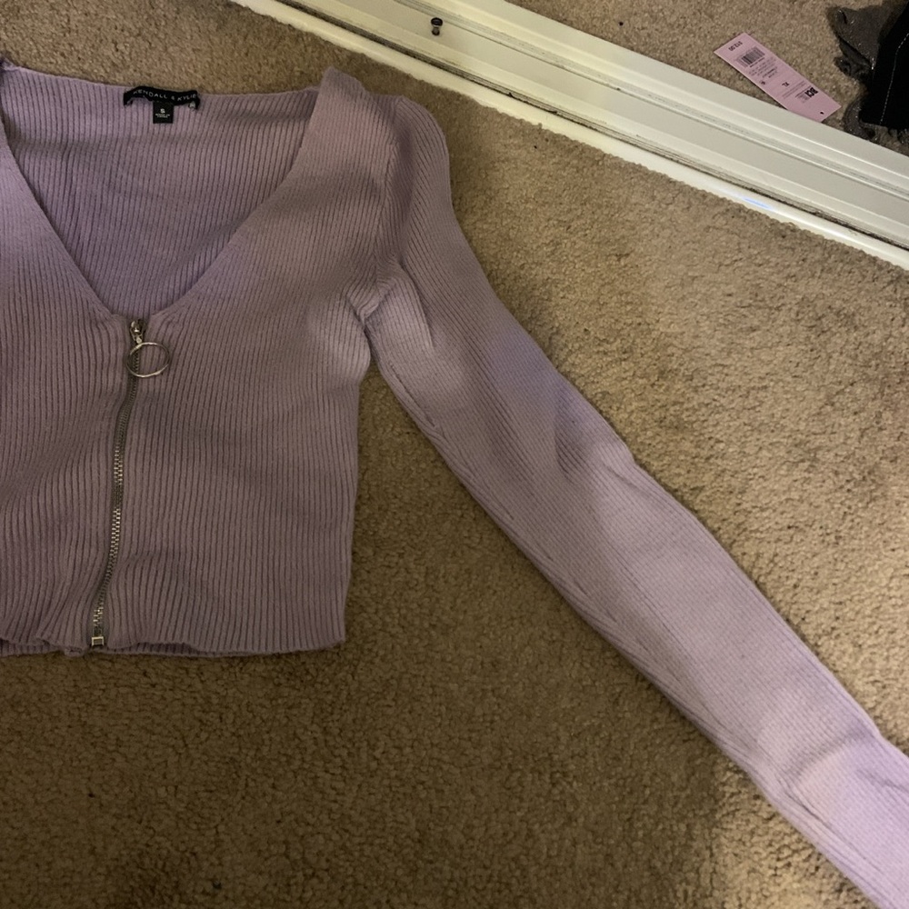 Kendall and Kylie Purple long sleeve crop top ribbed